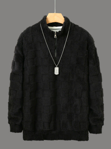 Herren Pullover mit modernem Reißverschluss und samtiger Struktur Aliams