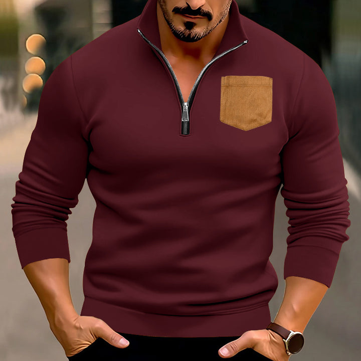 Herren sportlicher Pullover mit kontrastierenden Taschen Aliams