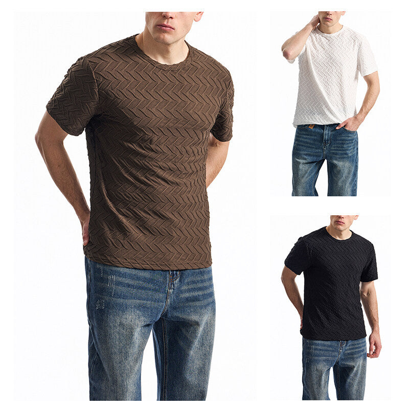 Herren T-Shirt mit strukturiertem Muster und lässiger Passform Aliams
