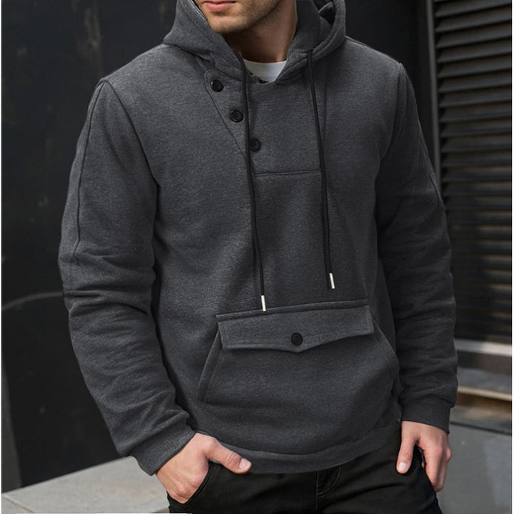 Herren Kapuzenpullover mit Knopfverschluss und praktischen Taschen Aliams
