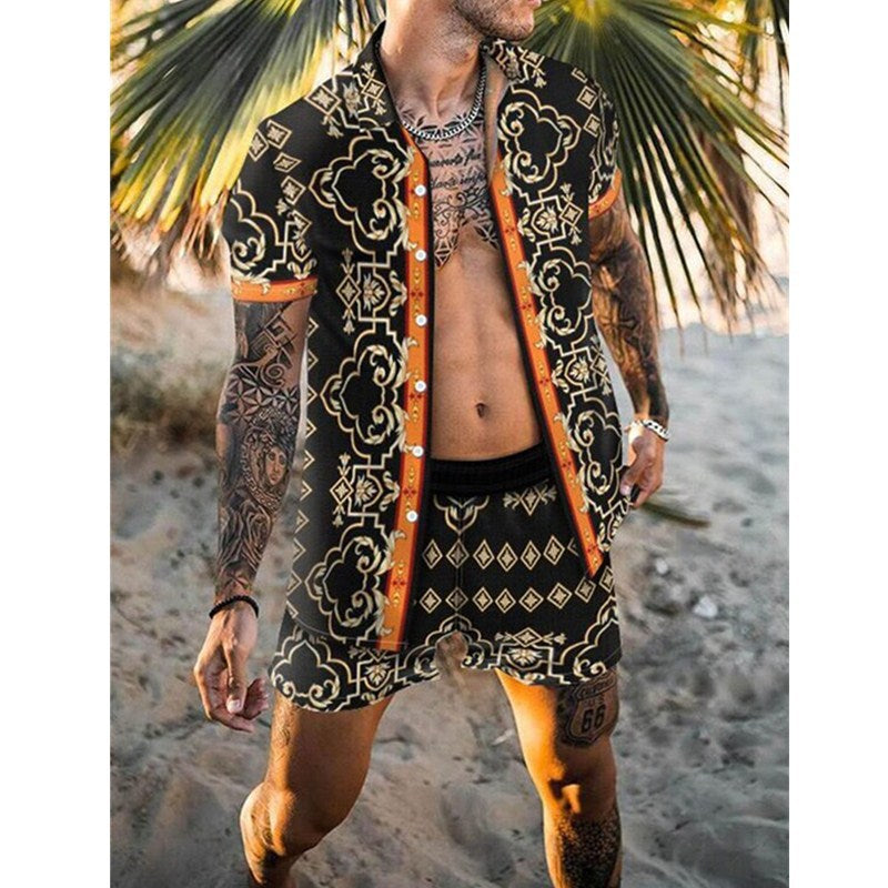 Stylische Herren Kurzset mit tropischem Print Aliams