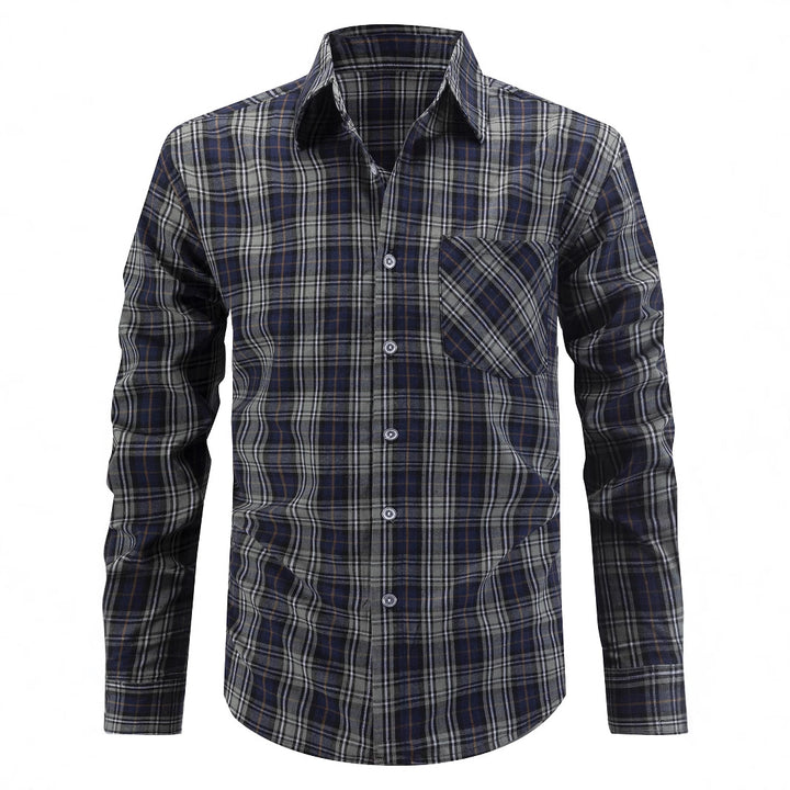 Herren kariertes Langarmhemd mit modernem Schnitt Aliams