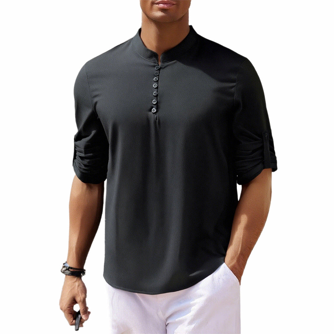 Herren Hemd mit modernen Knöpfen und praktischen hochgerollten Ärmeln Aliams