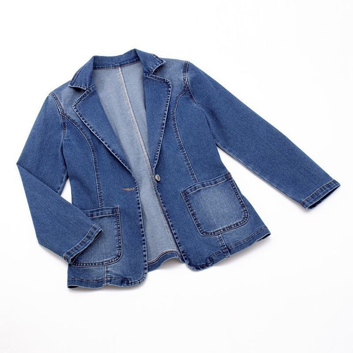 Damen Denim Blazer - Bequeme Passform, Knitterfrei