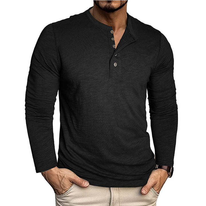 Herren elegantes Langarmshirt mit Knopfleiste Aliams