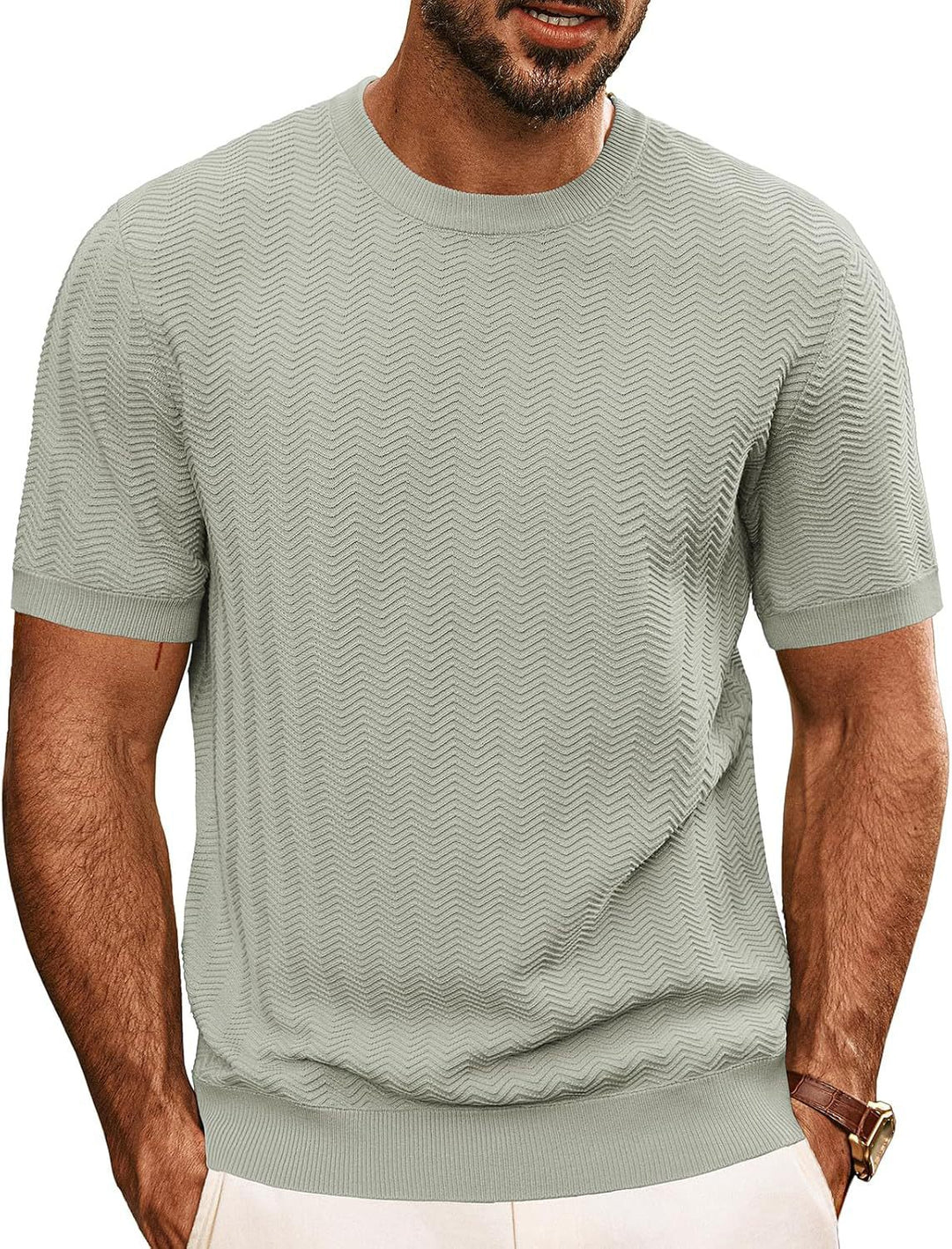 Herren strukturiertes Rundhals T-Shirt Aliams