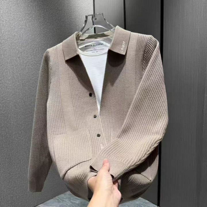 Herren elegante Strickjacke mit praktischen Taschen und stylischem Schnitt Aliams