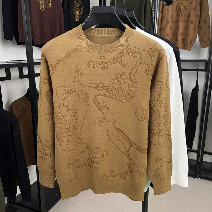 Herren hochwertiger Strickpullover mit 3D-Logo-Dessin Aliams