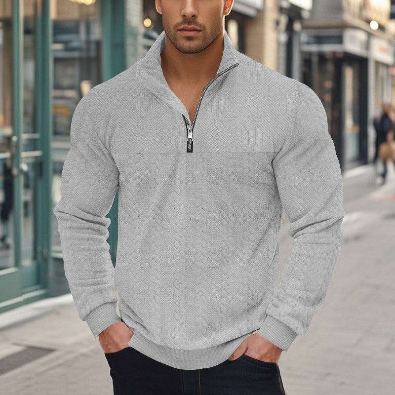 Herren Strickpullover mit modernem Reißverschluss und strukturiertem Design Aliams