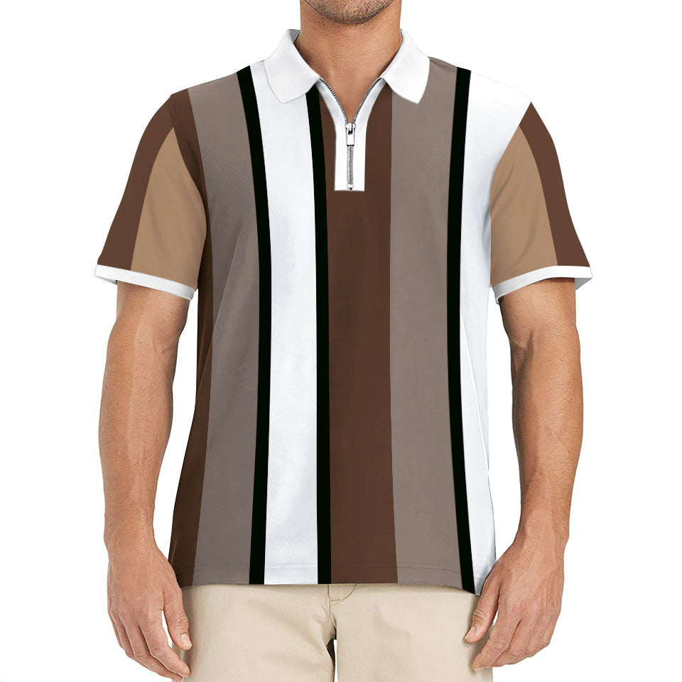 Herren Poloshirt mit praktischem Reißverschluss und modernem Streifendesign Aliams