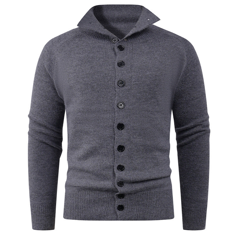 Herren Strickpullover mit hohem Kragen und Knopfverschluss Aliams