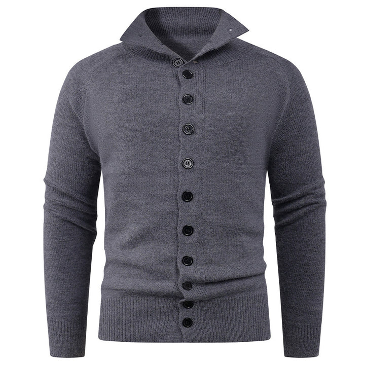 Herren Strickpullover mit hohem Kragen und Knopfverschluss Aliams