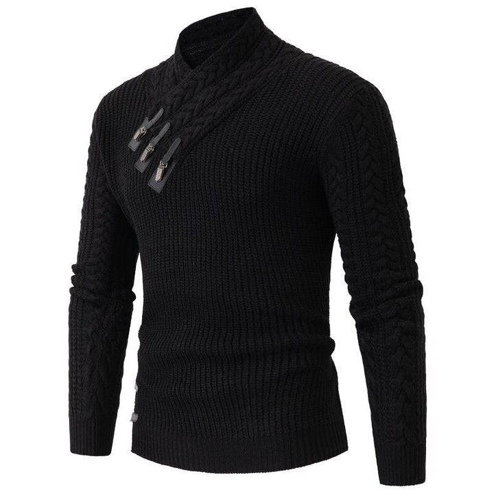 Herren Strickpullover mit elegantem Schalkragen und Zopfmuster Aliams