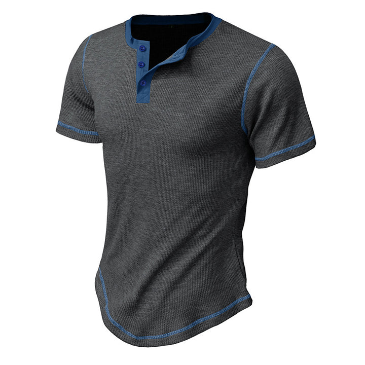 Herren Kurzarm-Henley-Shirt mit kontrastierenden Designelementen Aliams