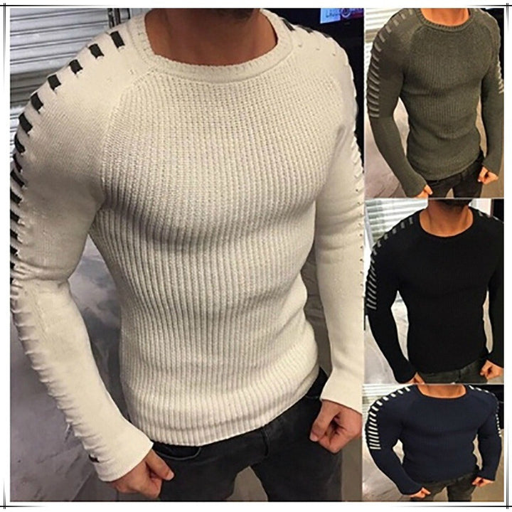 Herren stylischer Feinstrickpullover mit modischen Kontraststreifen Aliams