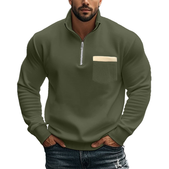 Herren Sportlicher Halben-Reißverschluss Pullover mit funktionaler Brusttasche Aliams
