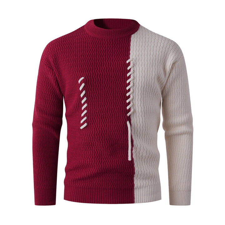 Herren Strickpullover mit modernem Zopfmuster und kontrastierenden Details Aliams