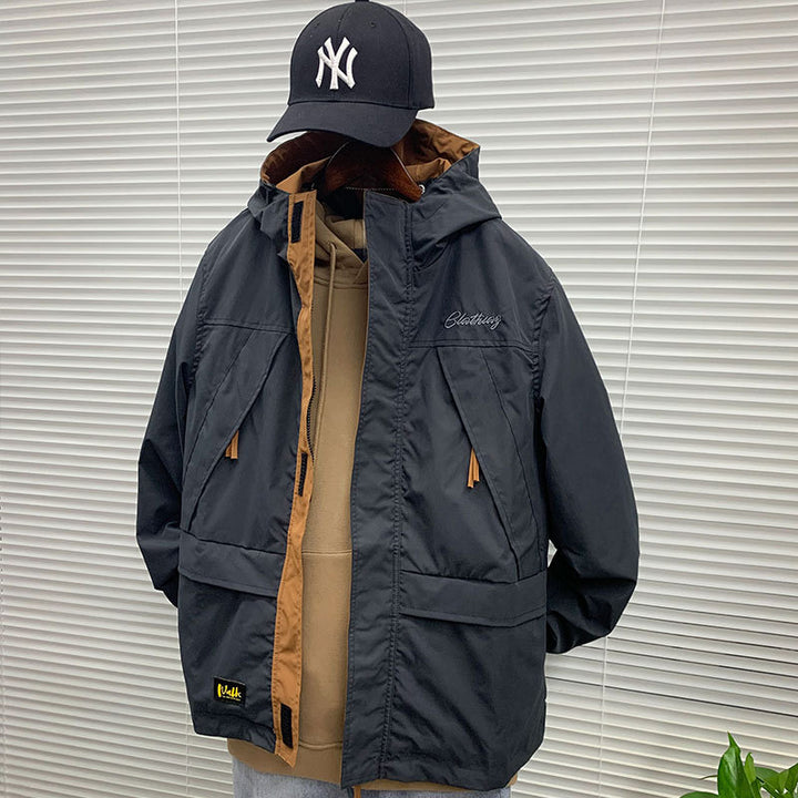 Herren funktionale Outdoor-Jacke mit praktischen Taschen und verstellbarem Bund Aliams