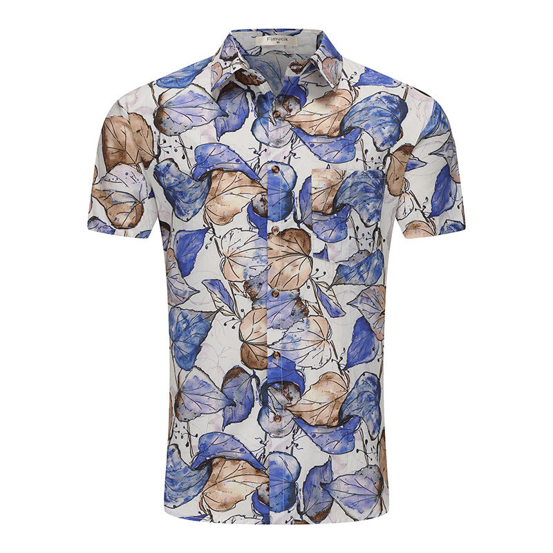 Herren Kurzarm-Hemd mit floralem Design und modischen Details Aliams