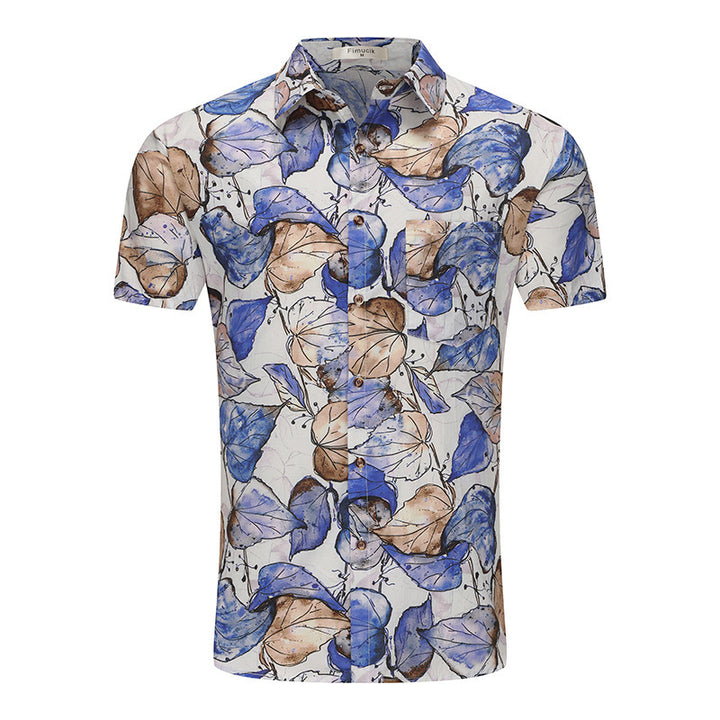 Herren Kurzarm-Hemd mit floralem Design und modischen Details Aliams