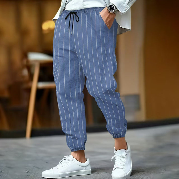 Herren stylische Freizeithose mit elegantem Streifenmuster Aliams