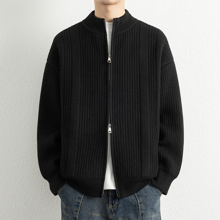 Herren Strickjacke mit modernem Zipper und strukturierter Oberfläche Aliams