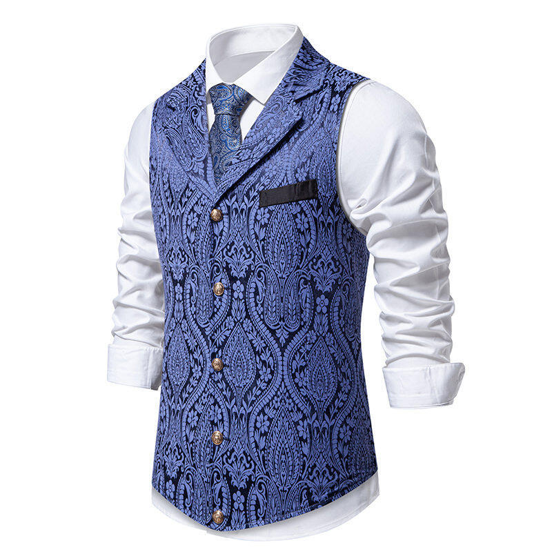 Herren elegante Anzugweste mit feinem Floral-Muster und hochwertiger Verarbeitung Aliams