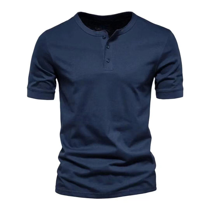 Herren Kurzarm-Henley-Shirt mit Knopfleiste aus atmungsaktiver Baumwolle Aliams