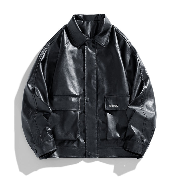 Herren Kunstlederjacke im modernen Schnitt mit praktischen Pattentaschen Aliams