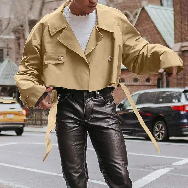 Damen Kurze Jacke mit doppelter Knopfleiste und bindbarem Saum Aliams