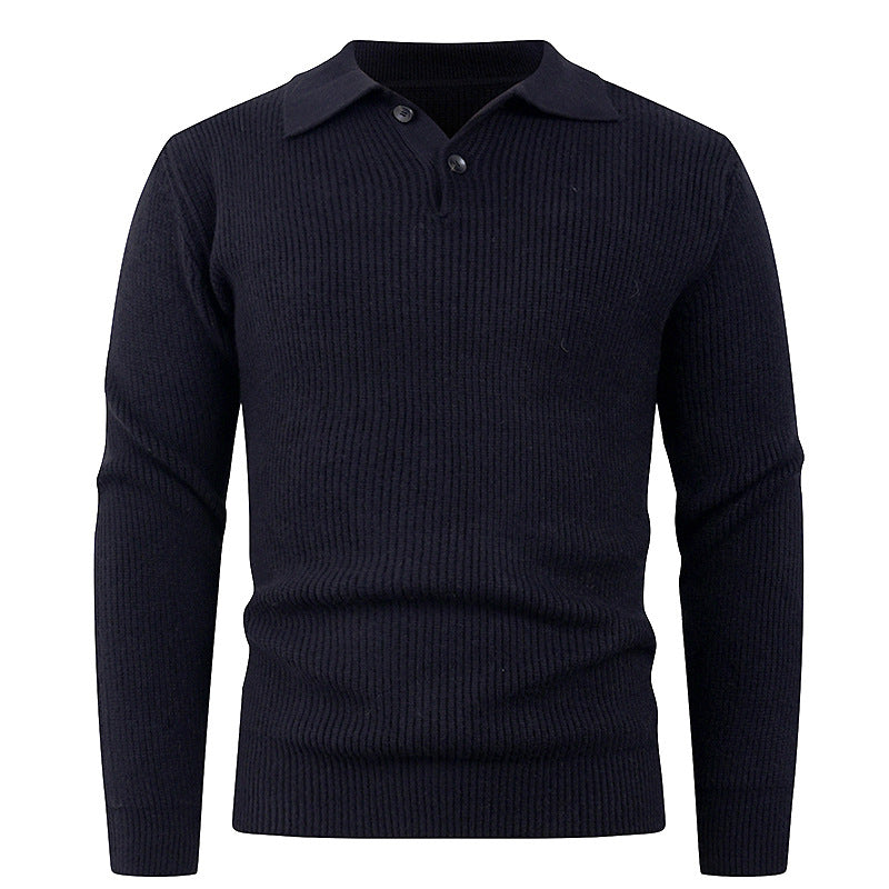 Herren Strickpullover mit modernem Polokragen und funktionalem Knopfverschluss Aliams