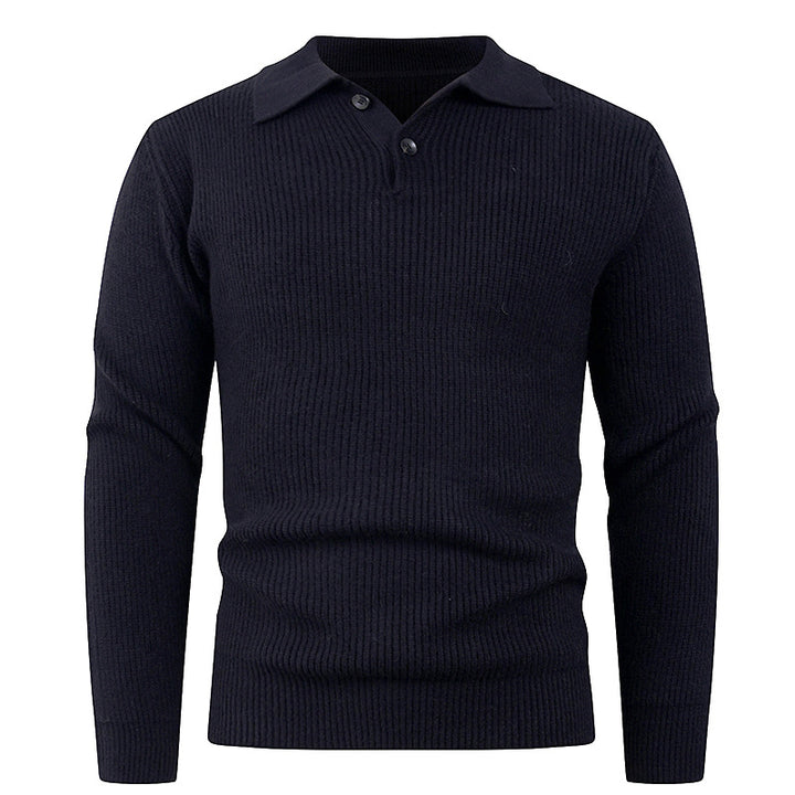 Herren Strickpullover mit modernem Polokragen und funktionalem Knopfverschluss Aliams