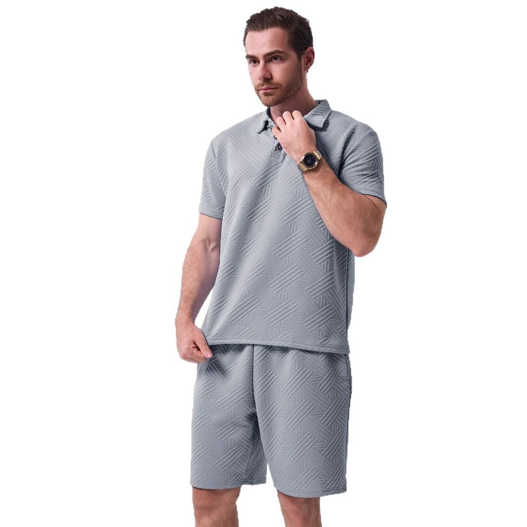 Herren sportliches Kurzarm-Polohemd und Shorts-Set mit atmungsaktivem Design und moderner Struktur Aliams