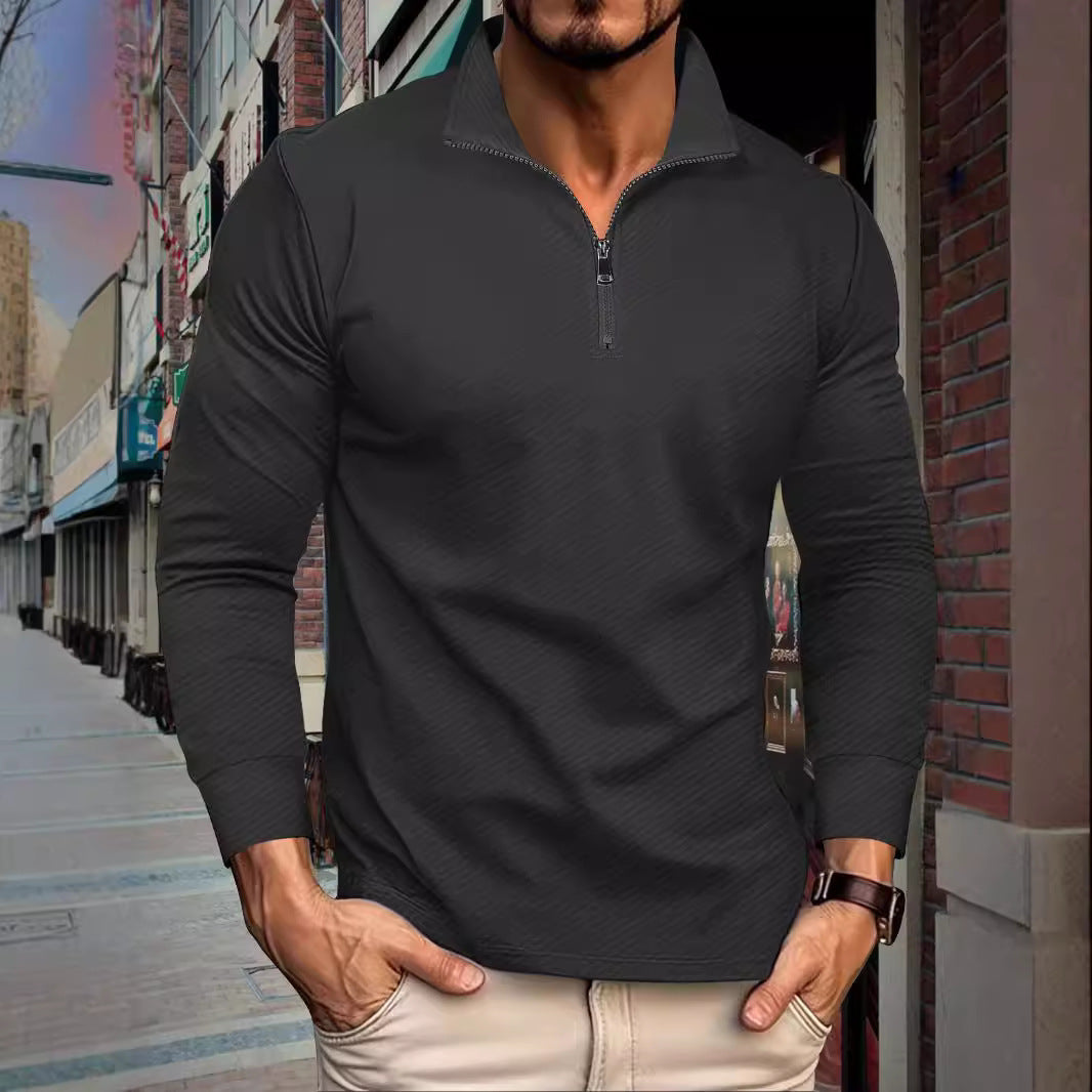 Herren funktionaler Langarmpullover mit Halbzipper und innovativem Strukturdesign Aliams