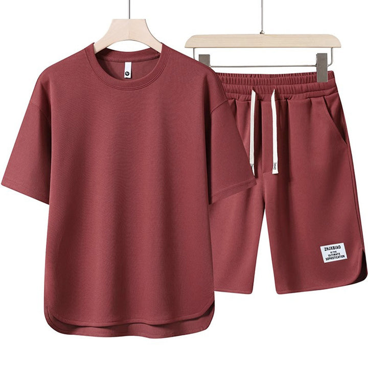 Unisex lässiges Set aus T-Shirt und Shorts mit seitlichen Taschen und elastischem Bund Aliams