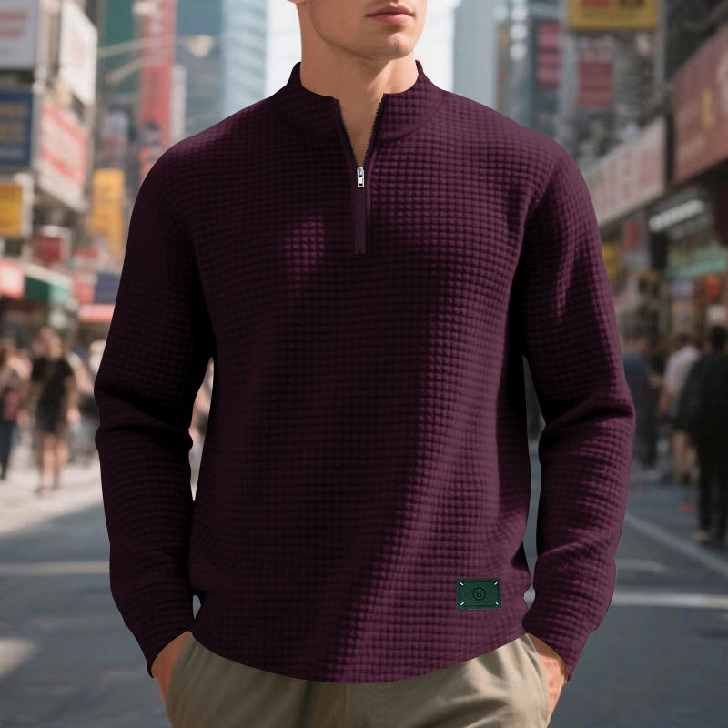 Herren Pullover mit Reißverschluss und strukturiertem Design Aliams