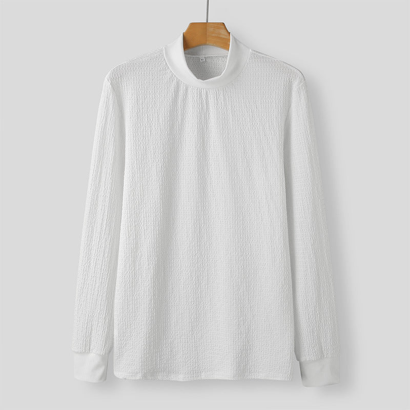 Damen Elegantes Langarmshirt mit strukturiertem Stoff und hohem Kragen Aliams