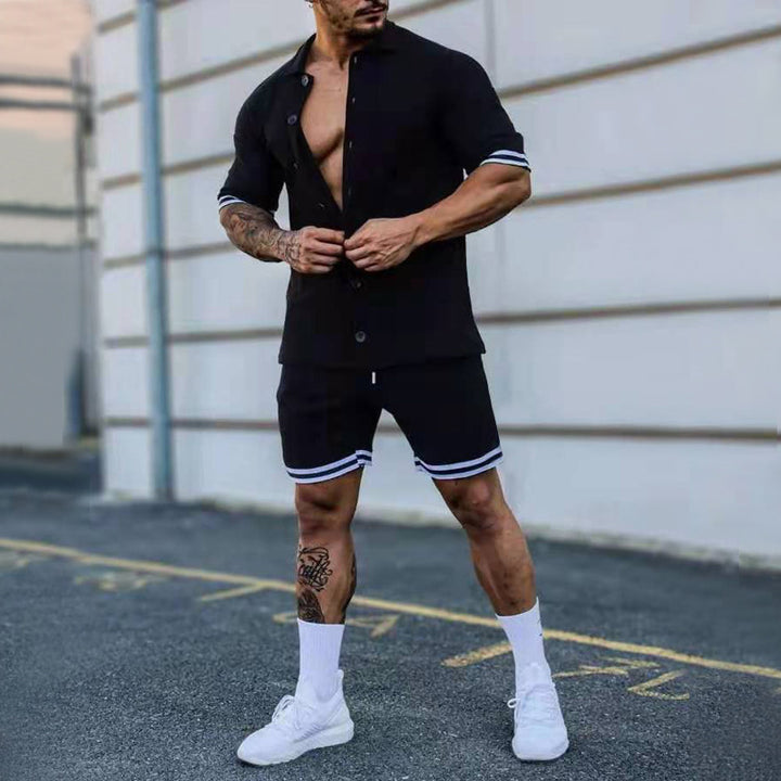 Herren Freizeit-Set mit modernem Kurzarm-Hemd und Short Aliams