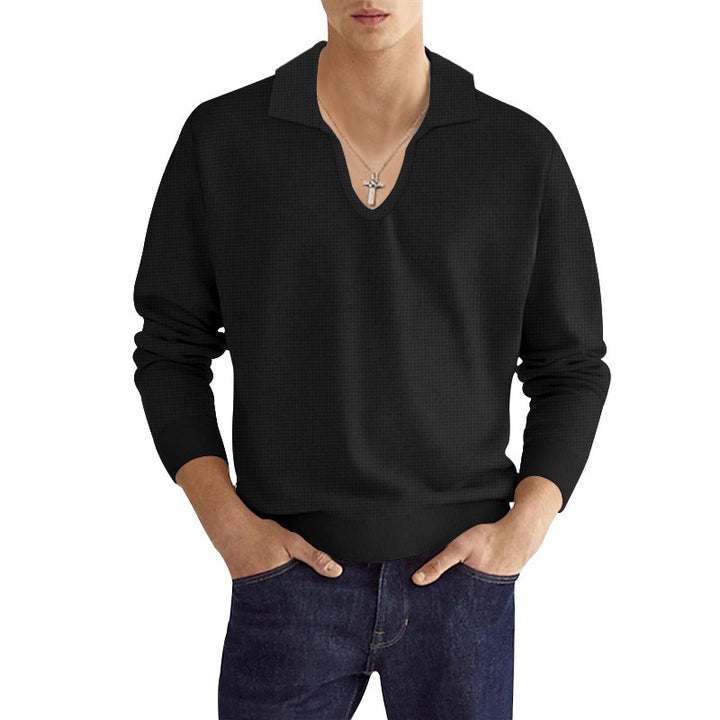 Herren Strickpullover mit modischem V-Ausschnitt und strukturiertem Design Aliams