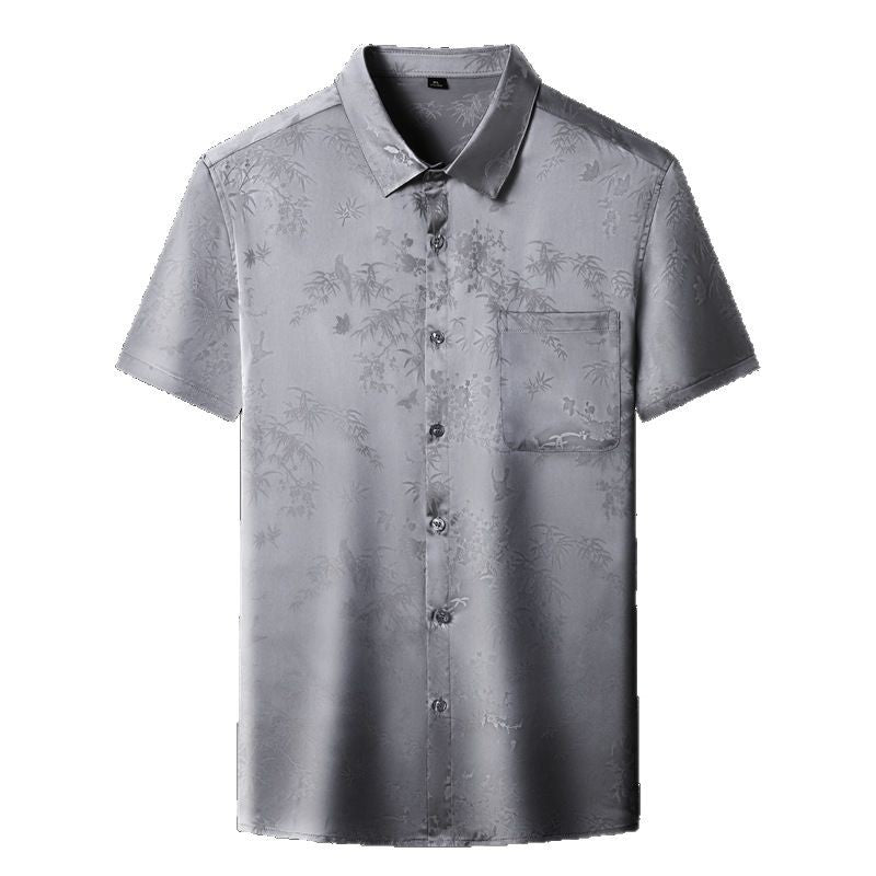 Herren Kurzarmhemd mit ansprechendem Floral-Muster und feinem Glanz Aliams