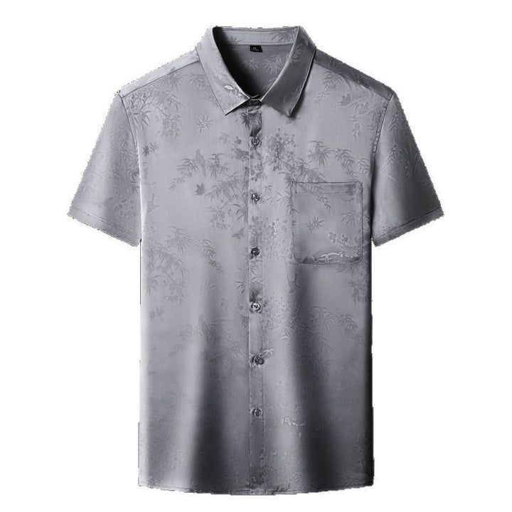 Herren Kurzarmhemd mit ansprechendem Floral-Muster und feinem Glanz Aliams