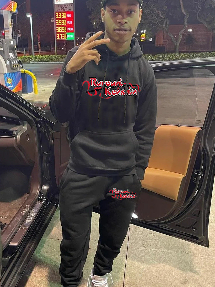 Herren Hoodie und Jogginghose Set mit kreativem Druckmotiv Aliams