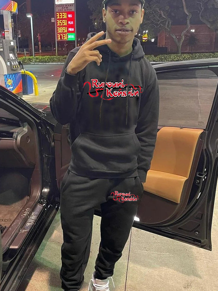 Herren Hoodie und Jogginghose Set mit kreativem Druckmotiv Aliams