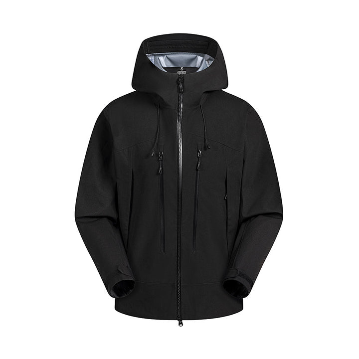 Herren wasserabweisende Funktionsjacke mit verstellbarem Kapuzensystem und mehrfachen Reißverschlusstaschen Aliams