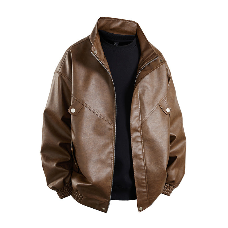 Herren Kunstlederjacke im lässigen Look mit praktischen Pattentaschen Aliams