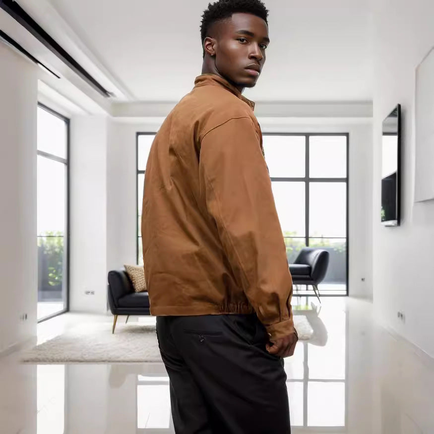 Herren funktionale Freizeitjacke im sportlichen Design mit gerundetem Kragen Aliams