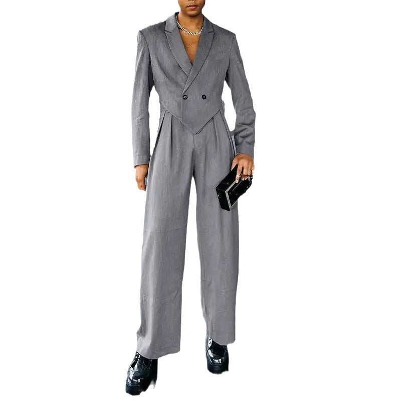 Damen eleganter Blazer mit hochgeschnittener Silhouette und passender Hose Aliams