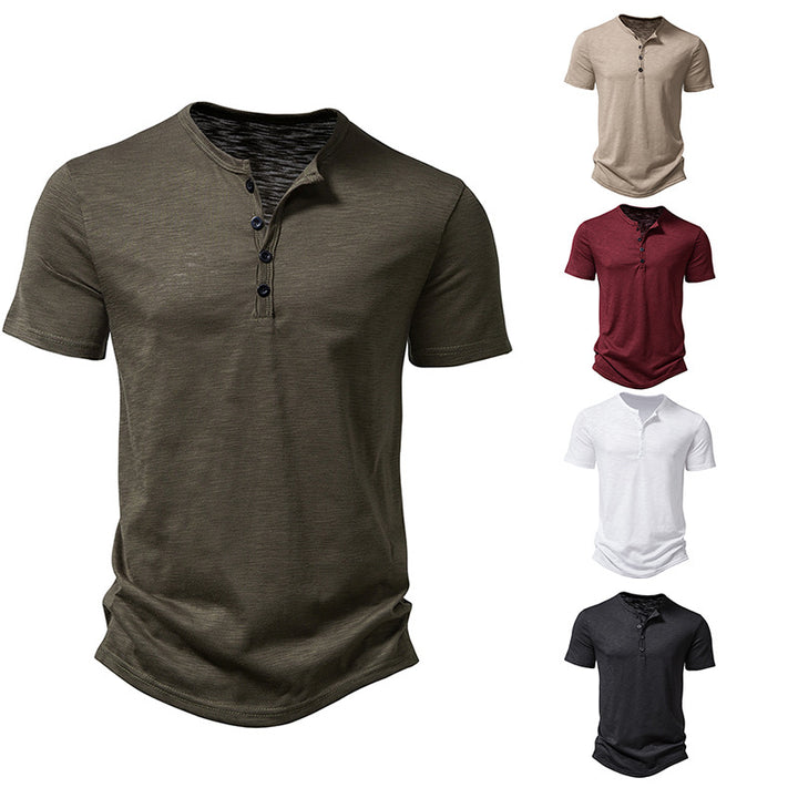 Herren Kurzarm Henley-T-Shirt mit Knopfleiste und atmungsaktivem Material Aliams