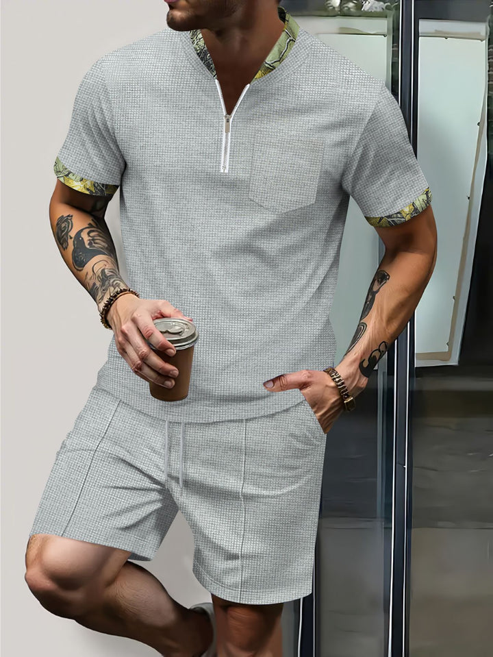 Herren Freizeit-Set mit kurzem Reißverschluss und modischer Schnürung Aliams