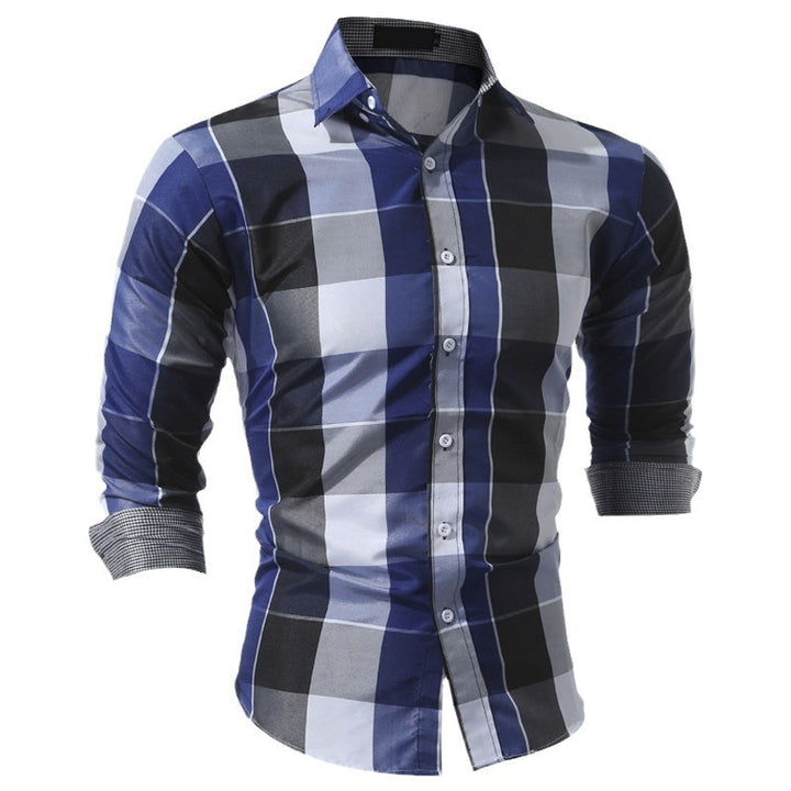 Herren kariertes Langarmhemd im modernen Slim-Fit Schnitt Aliams